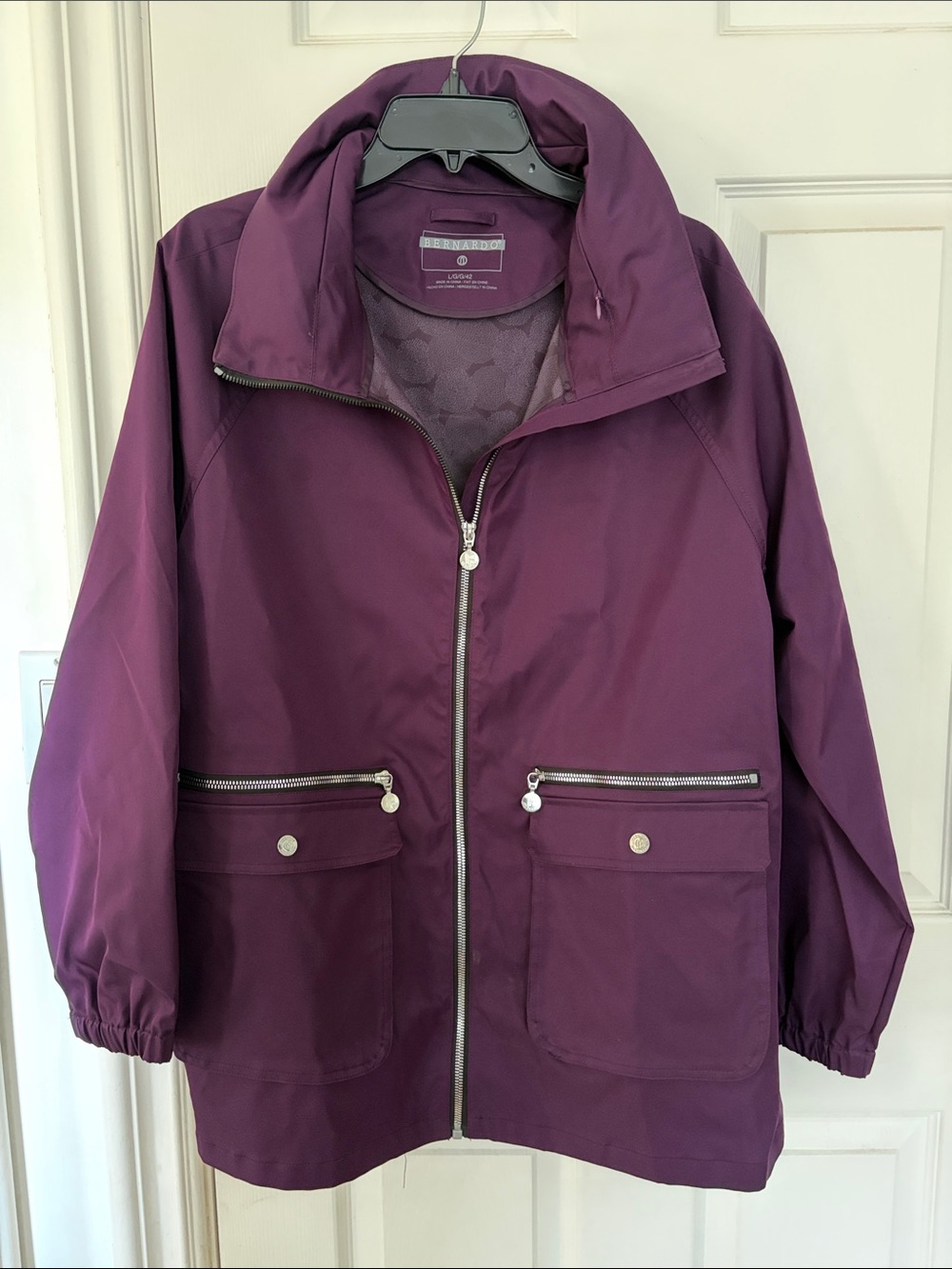 Bernardo Deep Plum Zip-Up Rain Utility Jacket